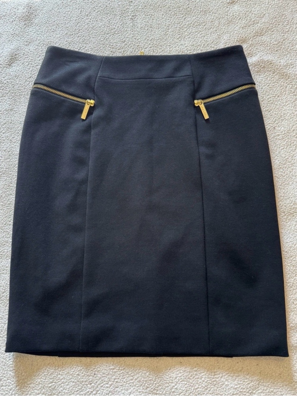 Black Michael Kors Pencil Skirt with Gold Zippers Size 8
